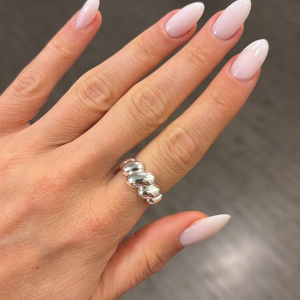 Stainless steel silver ring adjustable dainty ridges